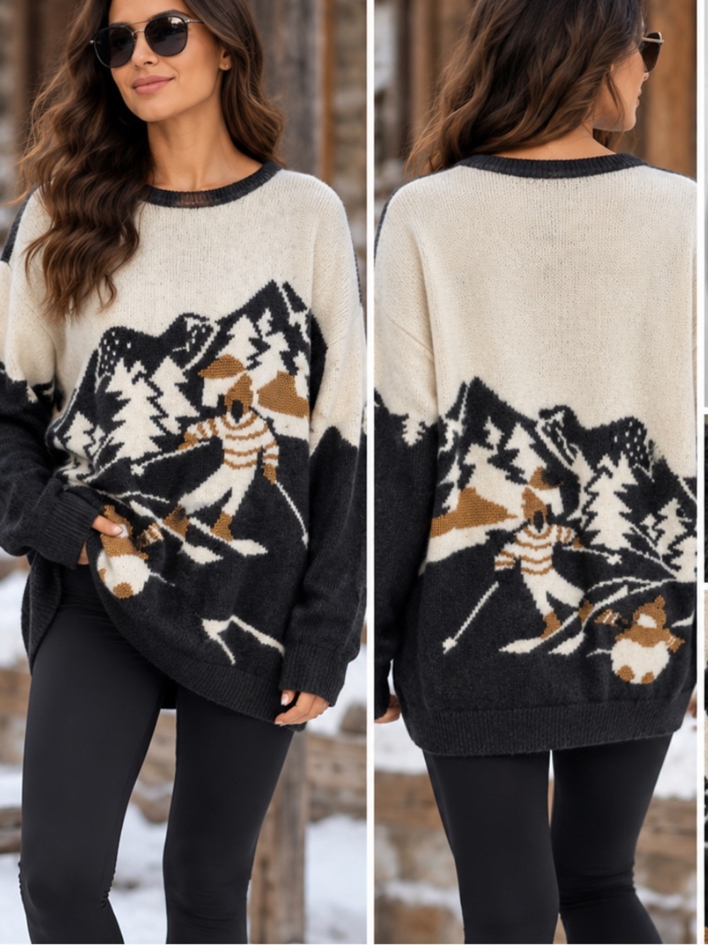 Malian woing Grayson ski print winter sweater size 40